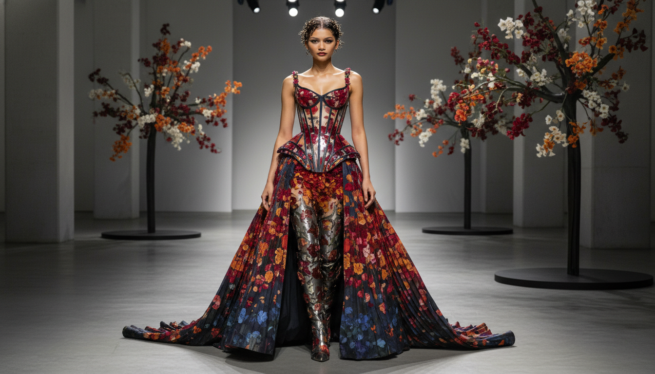 Zendaya in Alexander McQueen Fall 2026: The Architectural Allure of the Floral Corset