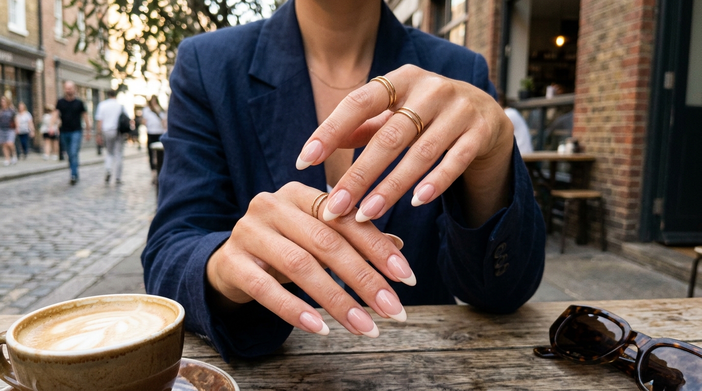 The Chicest End of Summer Mani Is One of These 21 Almond French Tip Ideas: The Architecture of a Classic