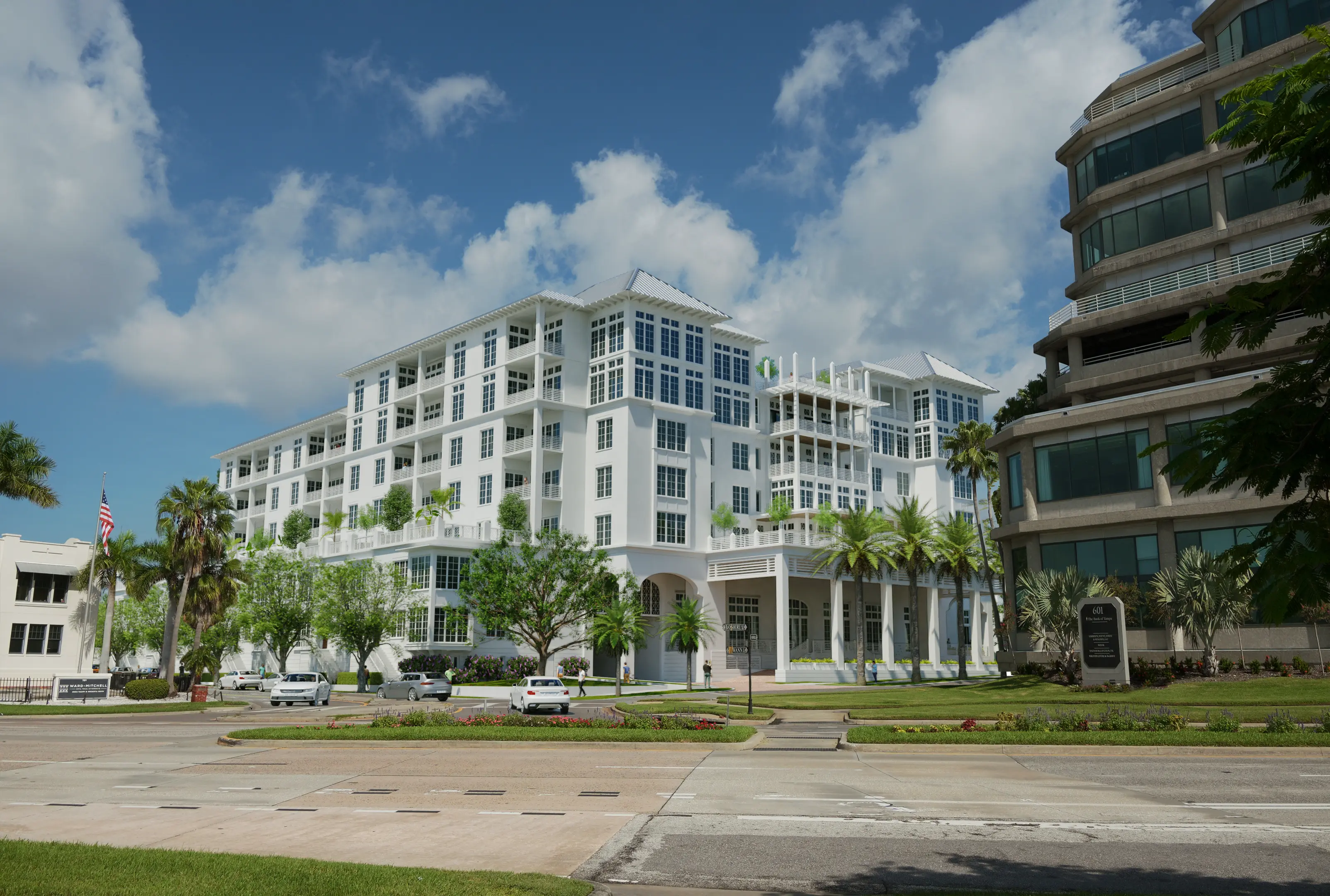 Magnolia Hotel looking northwest from across Bayshore Blvd.