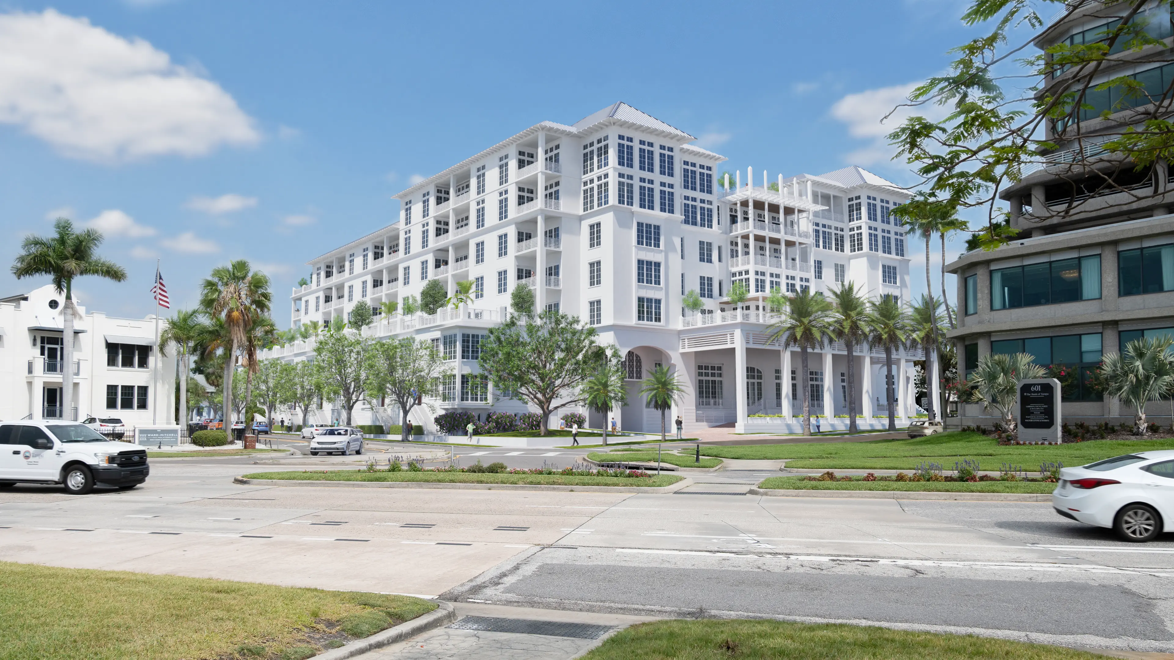 Magnolia Hotel looking northwest from across Bayshore Blvd.