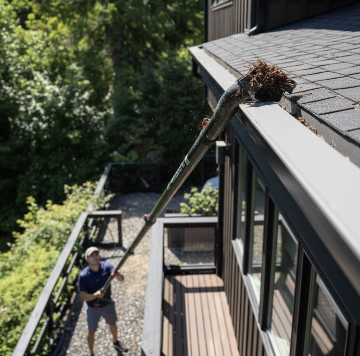Man cleaning gutters in Vancouver