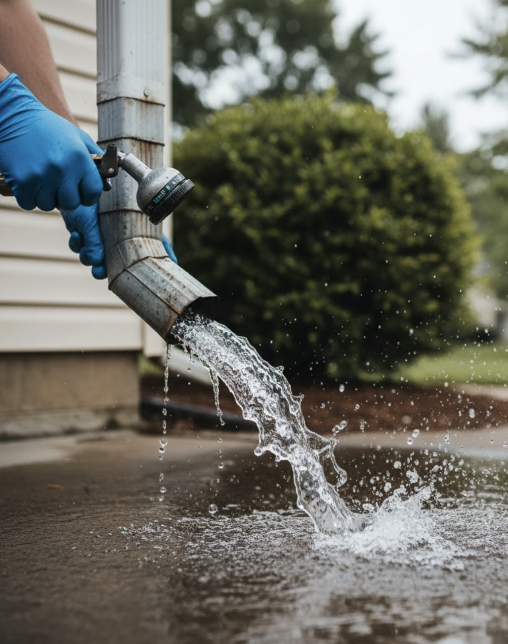 Gutter cleaning on multi-story building in Vancouver.
