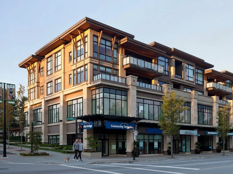 Burnaby Heights mixed-use building with shops and apartments; trusted local exterior, roof, and window cleaning team.