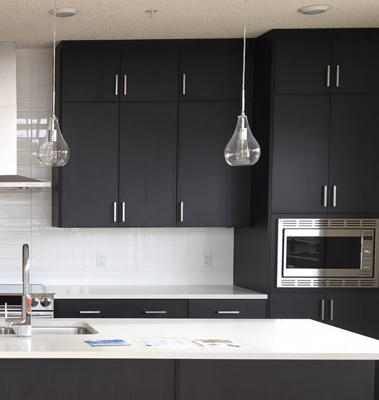 A kitchen with TFL cabinets