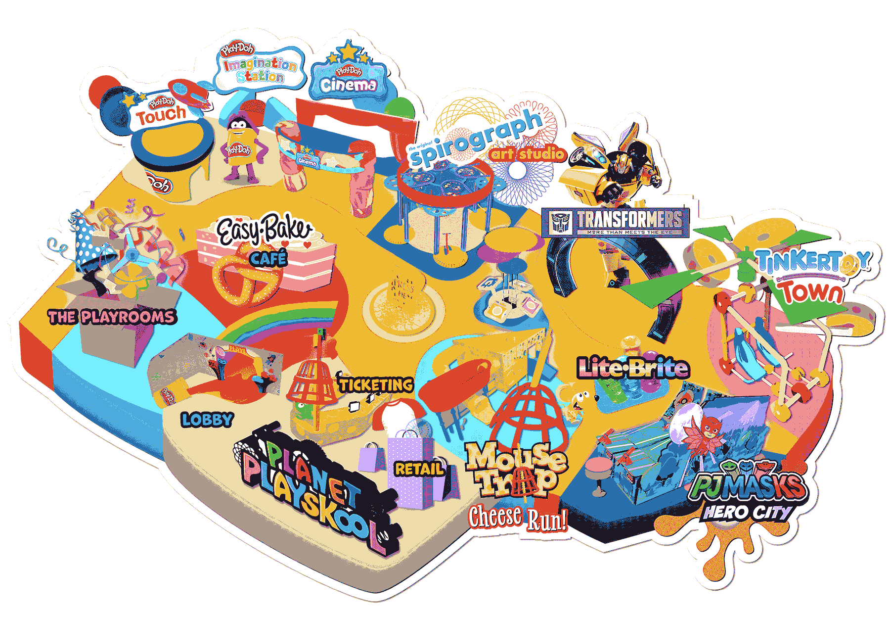 Map of attractions within Planet Playskool.