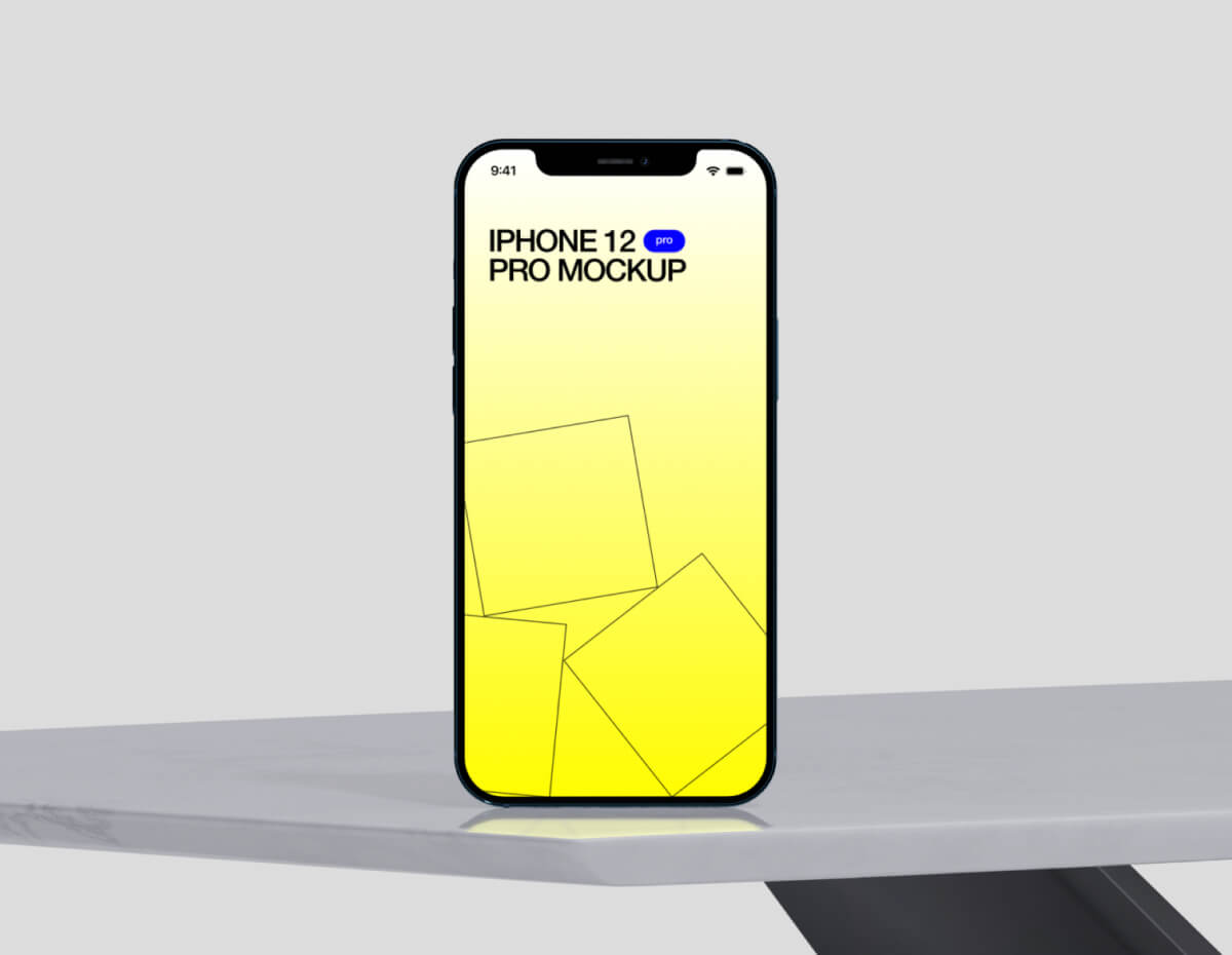 a phone is sitting on a table with a yellow background
