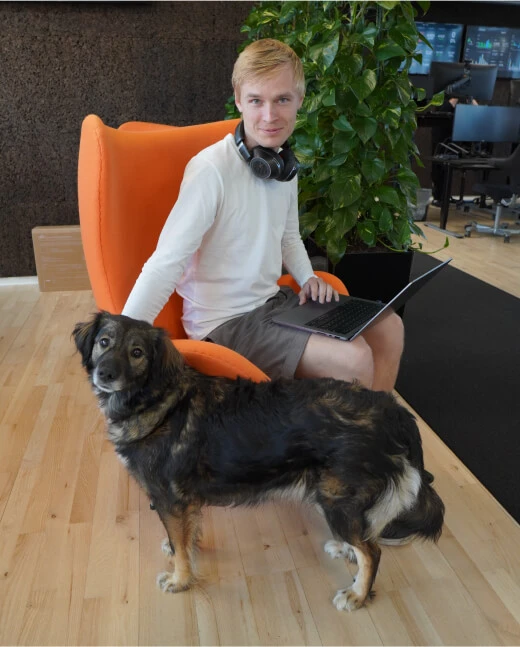 Simon and Nova the once in while visiting office dog