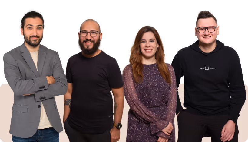 Customer care team - Andrius, Karla, Gonzalo, Arantxa and Leif