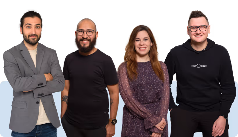 Customer support team Andrius, Karla and Gonzalo
