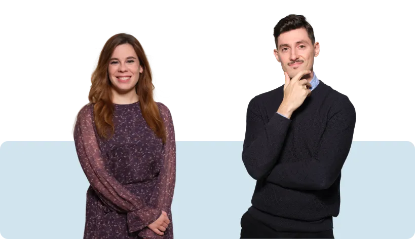 Customer care team members Arantxa and Leif