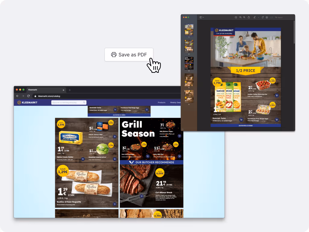 Export your catalog to PDF anytime - automatically generated and always up to date from your digital version.