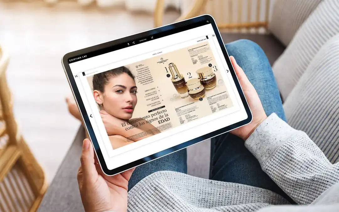 Cristian Lay's digital catalog showed on a tablet.
