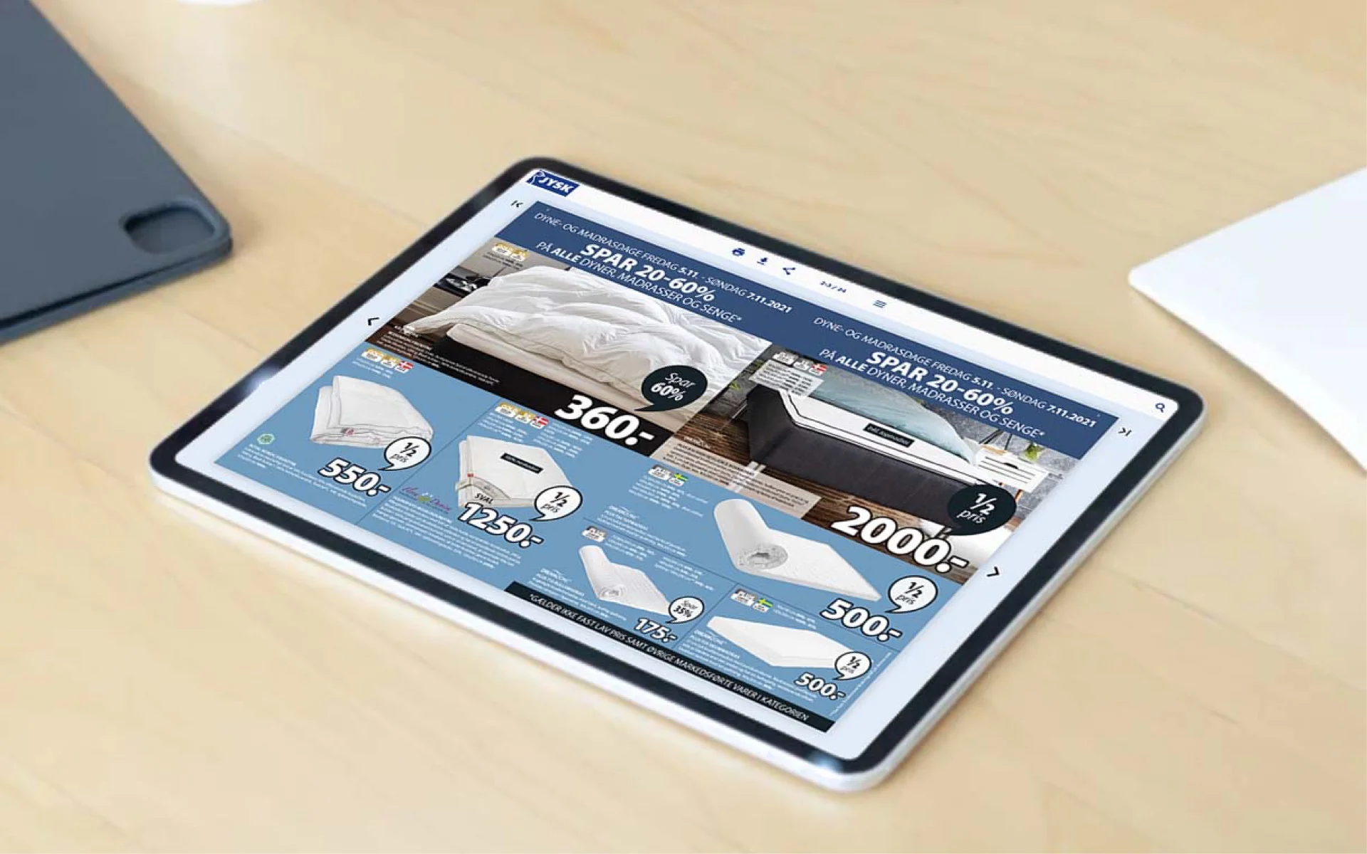 El catálogo digital de JYSK en una tableta.
