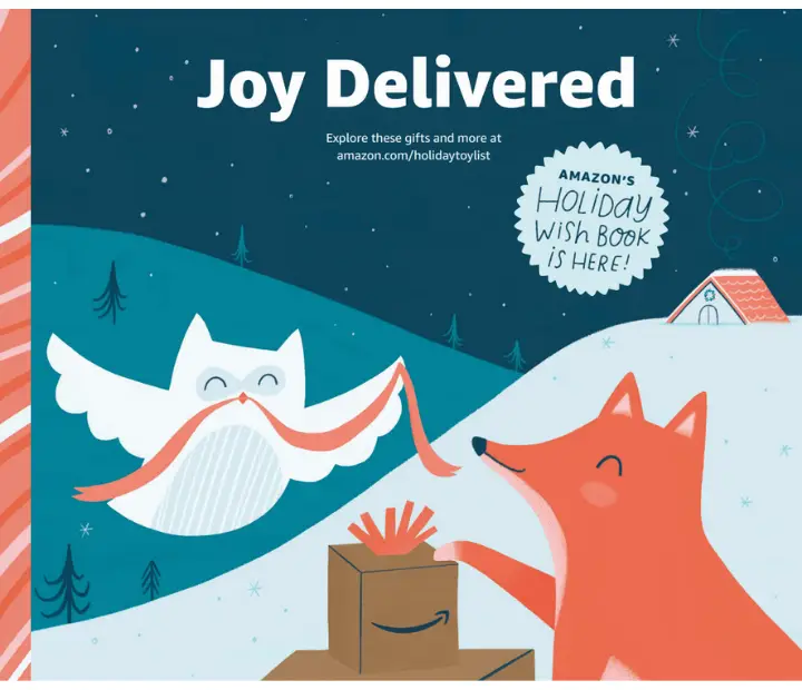 A picture of an cartoon Amazon ad with a fox and an owl