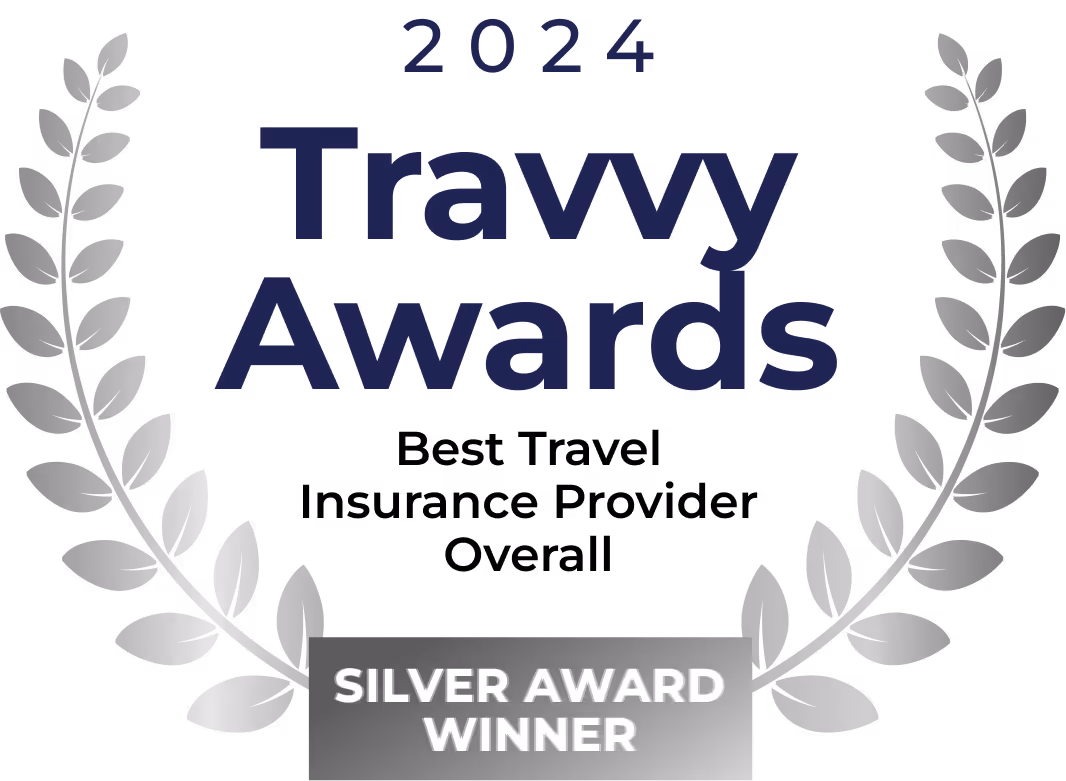 2024 Travvy Awards Silver Winner for Best Traveler Insurance Provider Overall
