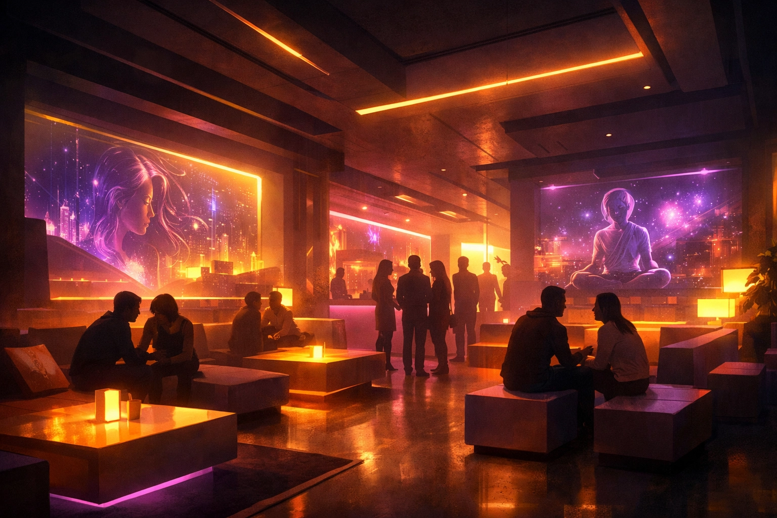 Thriving crypto community gathering in welcoming space with culture