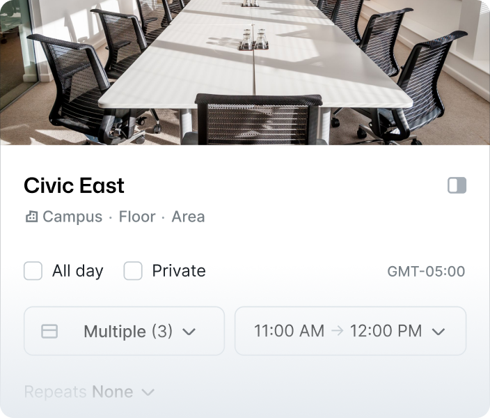 A software interface for booking a meeting room.