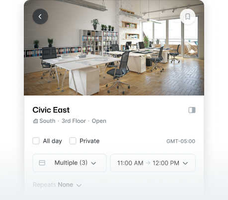 A software interface for booking an office desk.