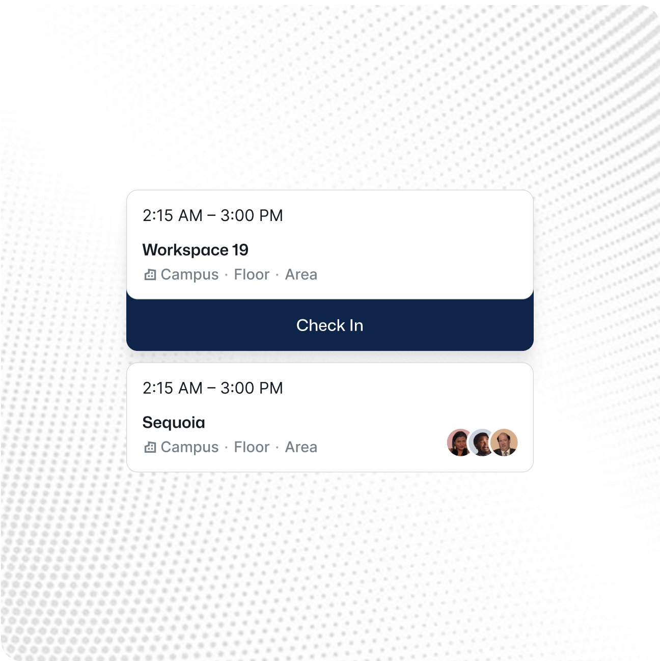 Desk, room, and visitor booking interface