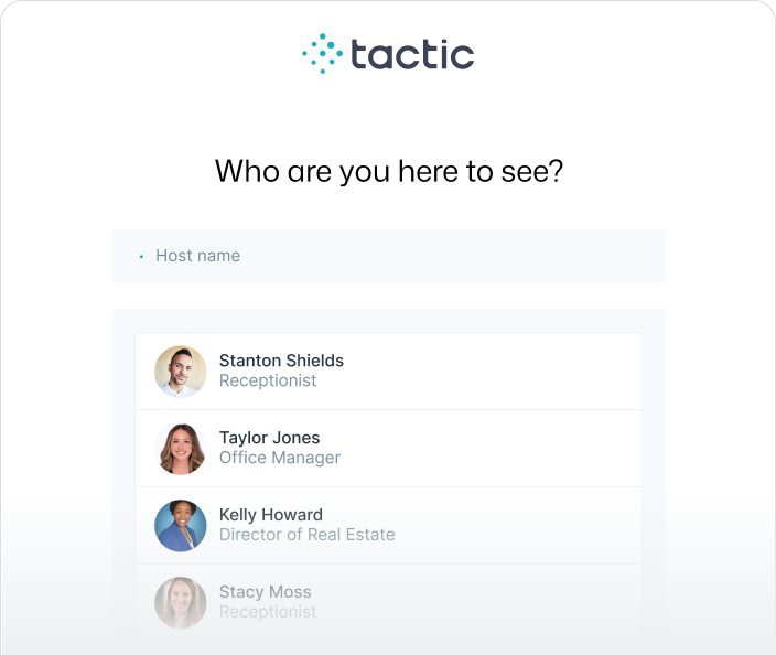 A visitor check-in management software interface.