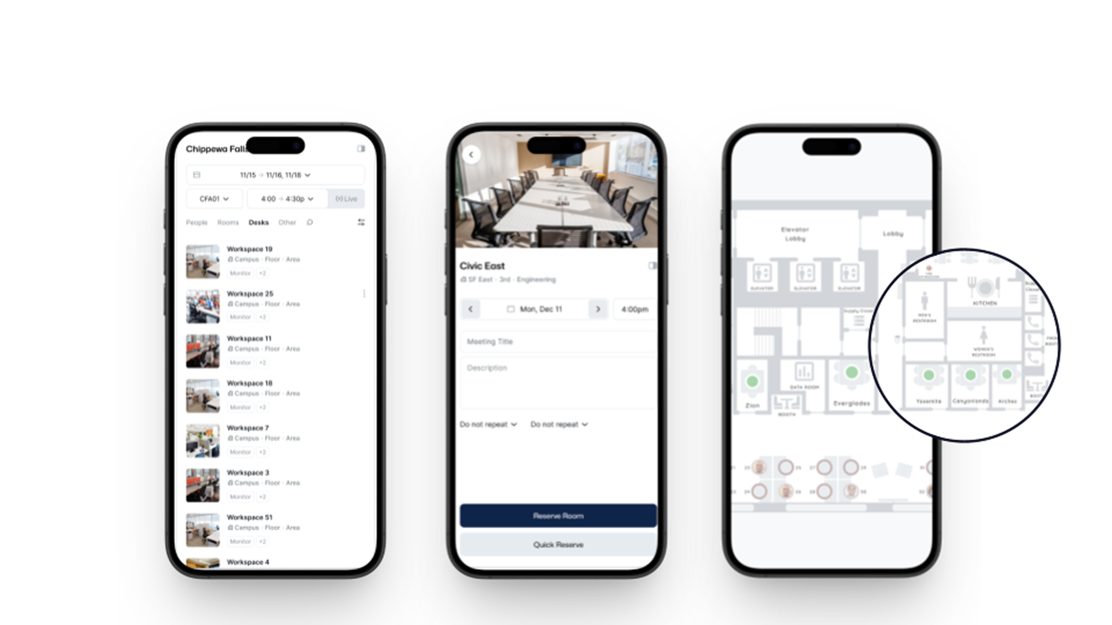 A phone screen displaying an office floor plan.