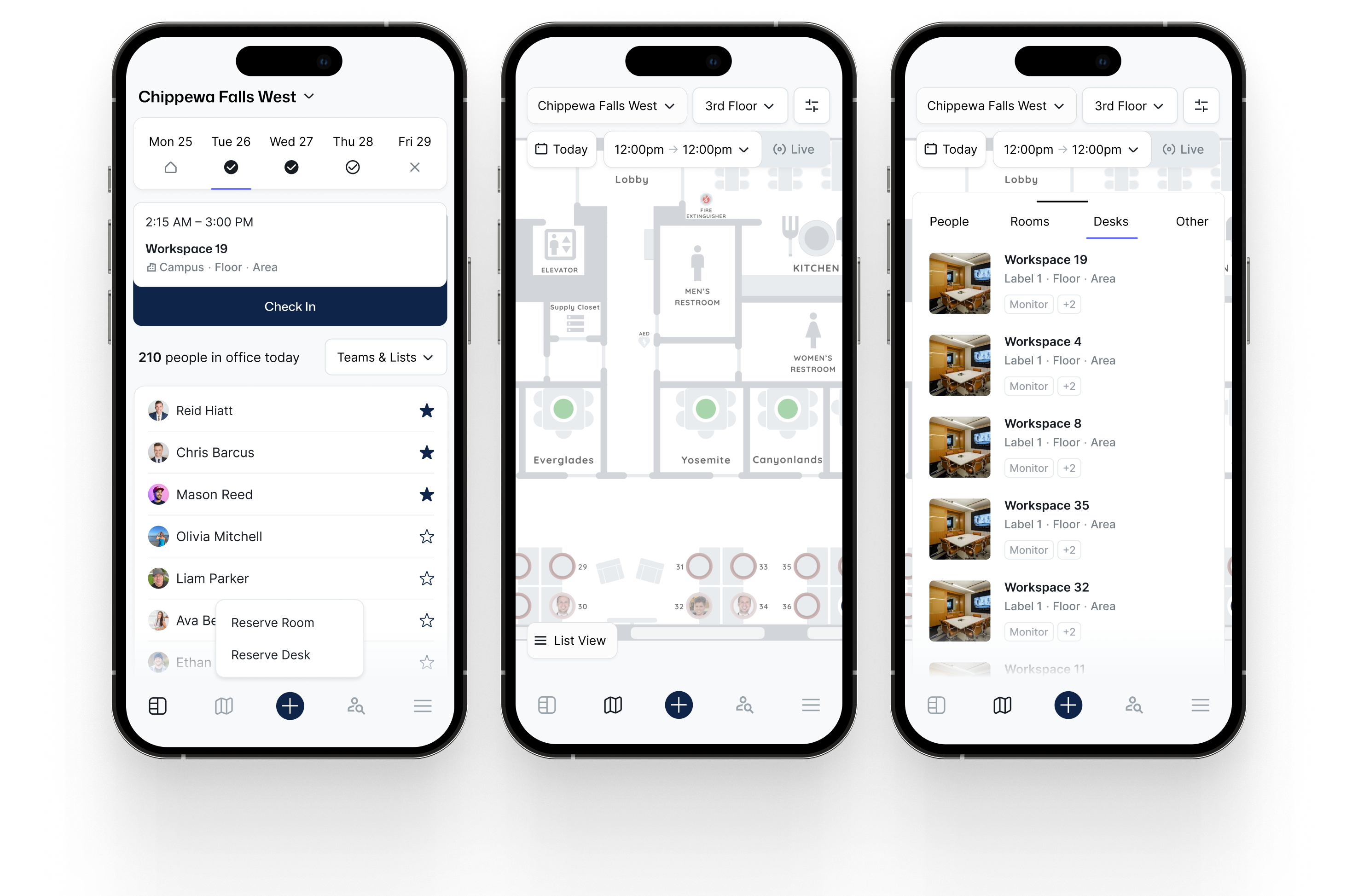 A phone screen displaying an office floor plan.