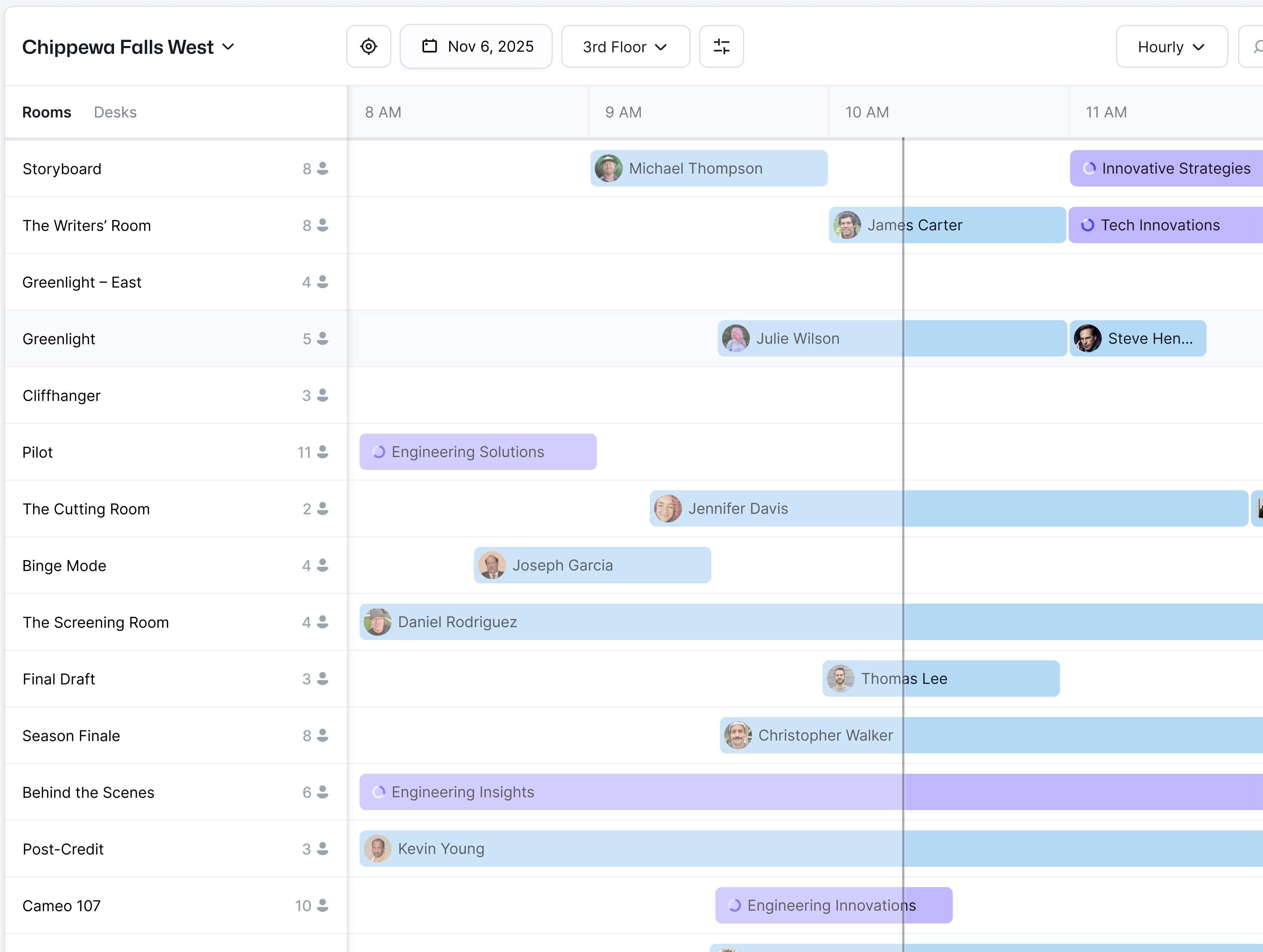 Tactic room booking timeline view