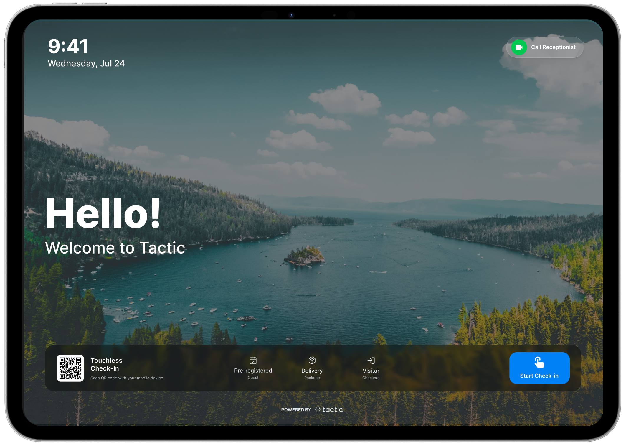 Tactic visitor management tablet screen