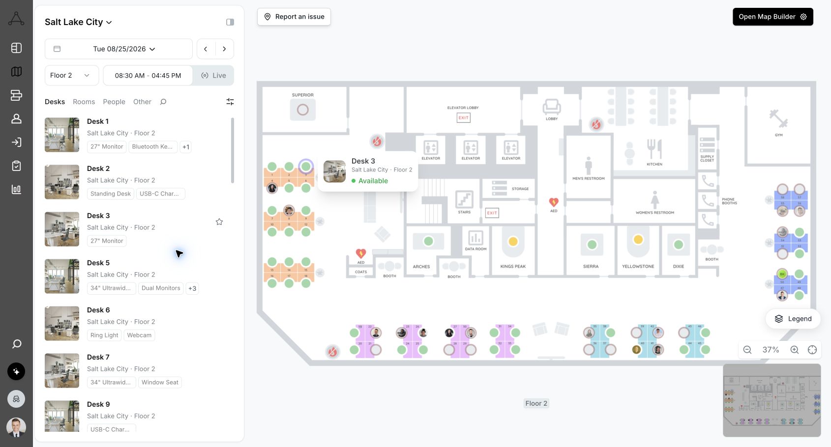 Actual Salt Lake City workplace map in Tactic