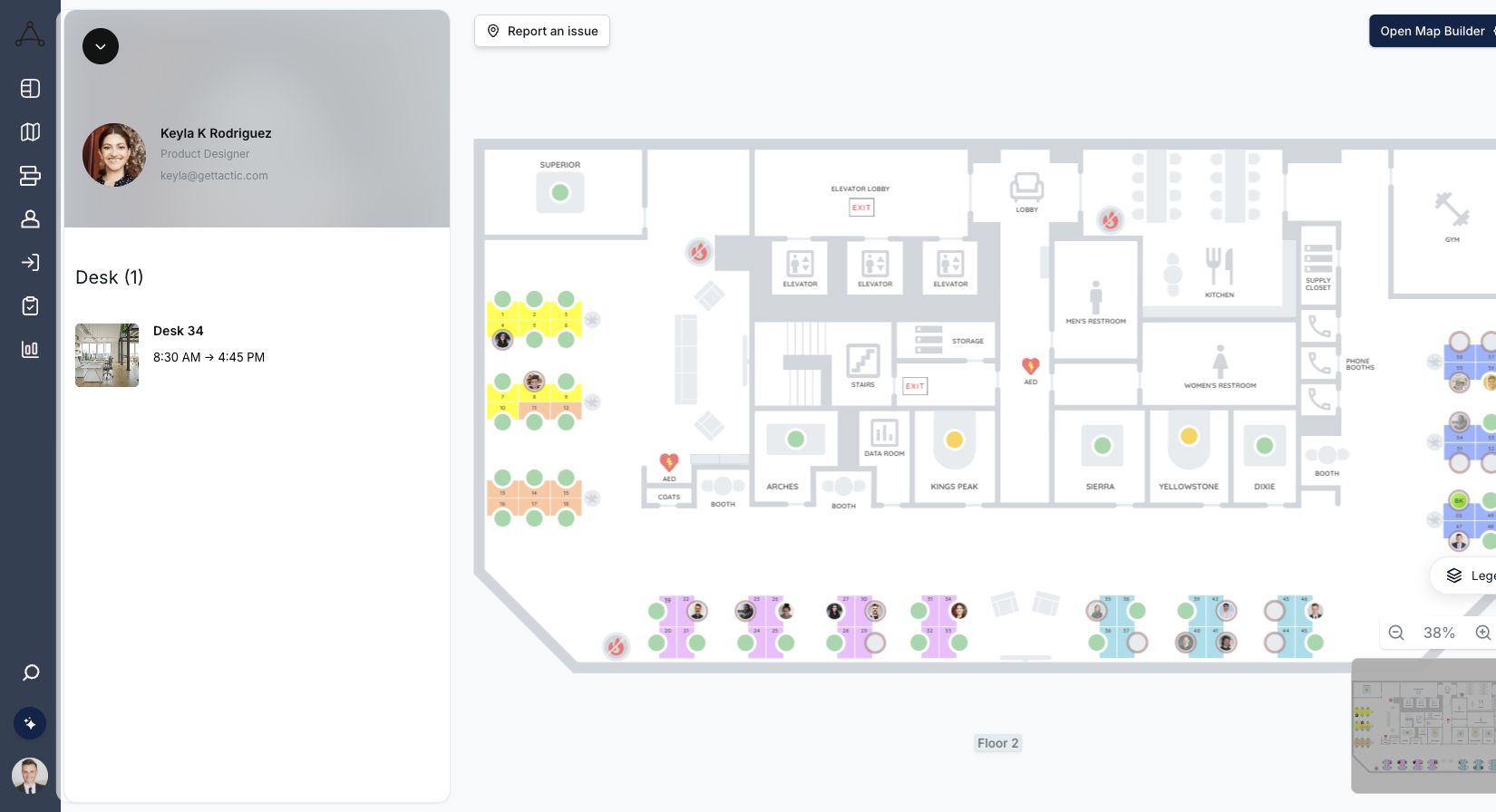 Tactic map People view for finding a colleague and seeing their location
