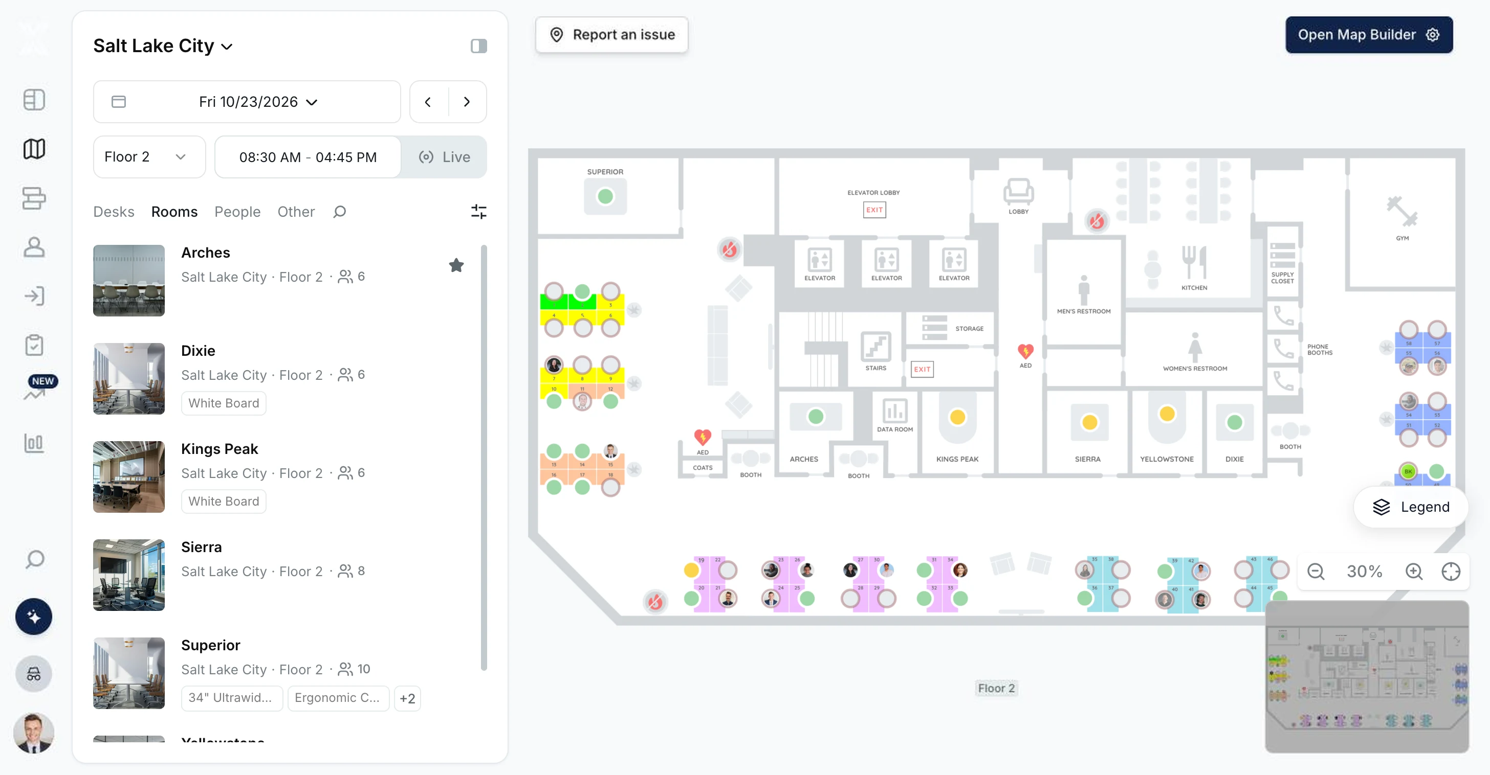 Tactic floor plan showing open meeting rooms