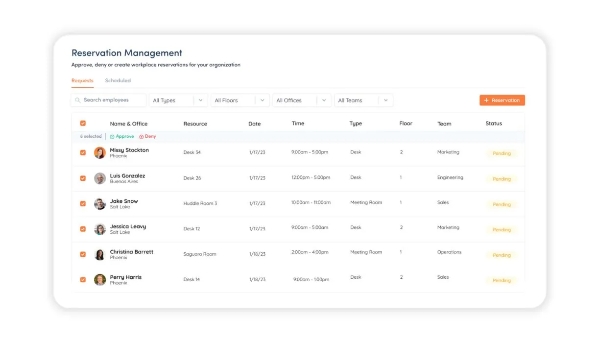 Hot desking reservation managment system