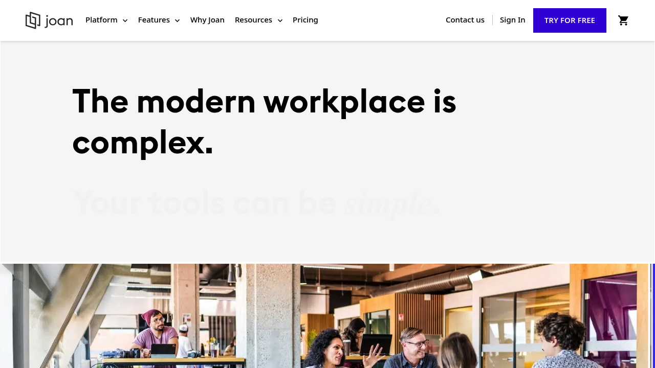 Screenshot of https://getjoan.com