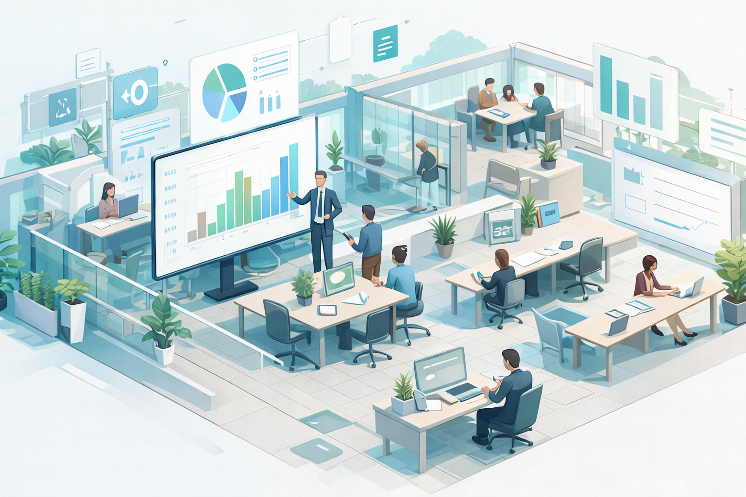 Workplace portfolio rightsizing dashboard showing office utilization data, hybrid workplace analytics, and office space planning insights.