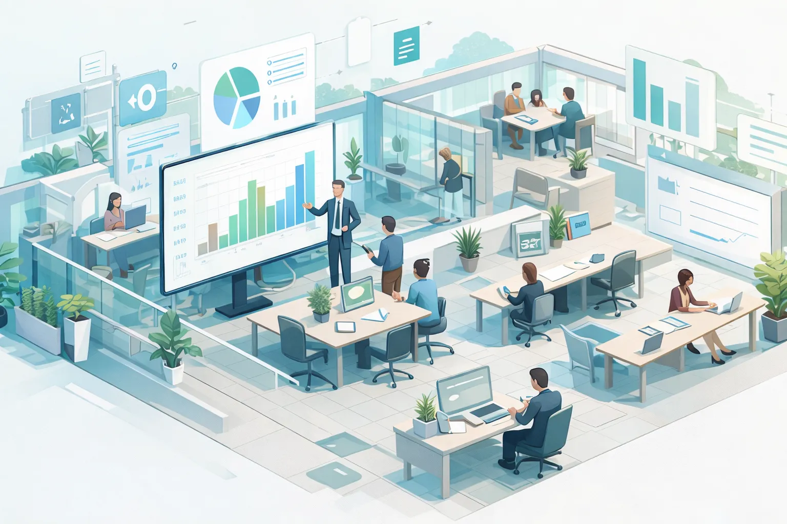 Workplace portfolio rightsizing dashboard showing office utilization data, hybrid workplace analytics, and office space planning insights.