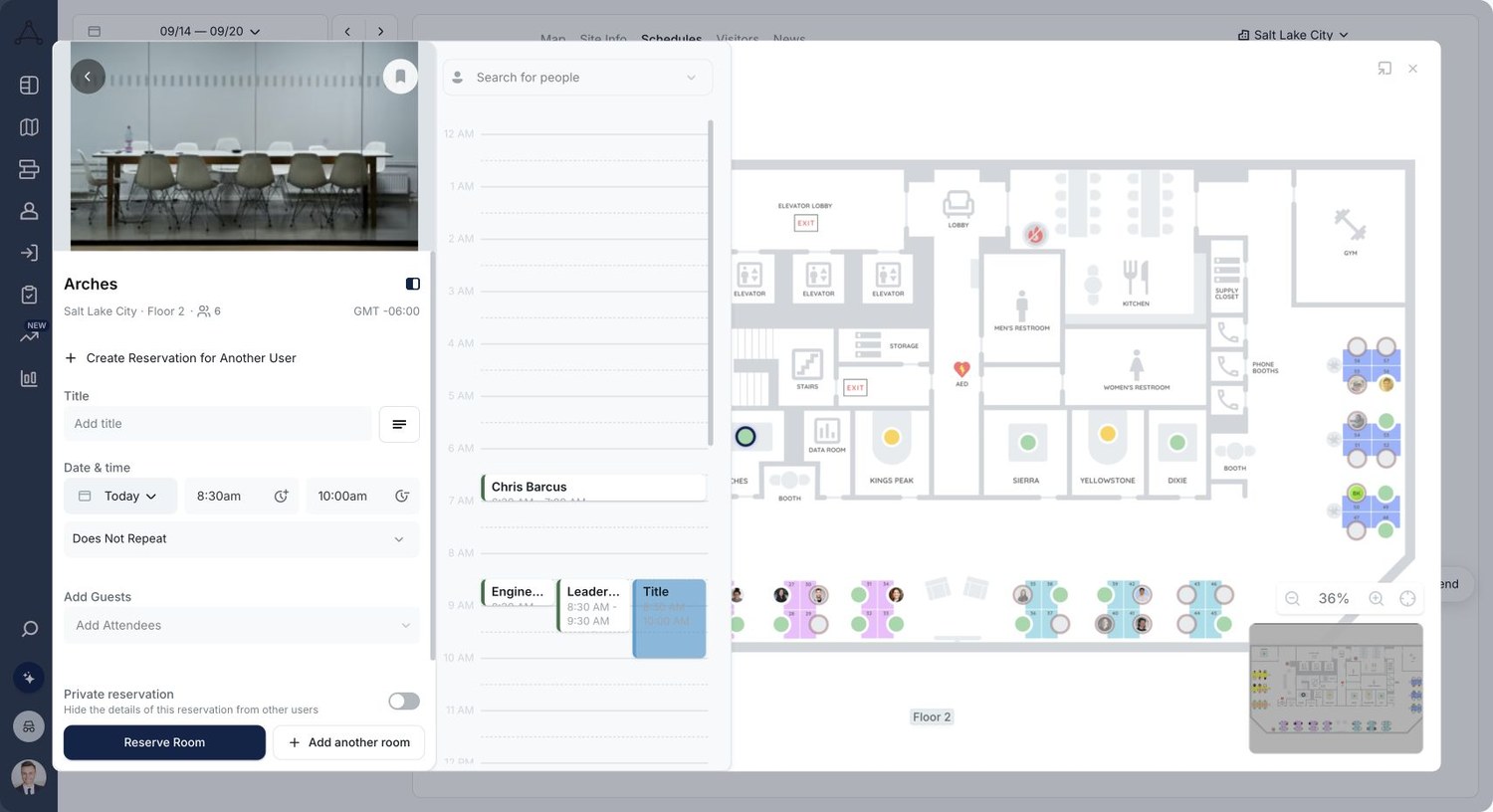 Tactic room reservation flow with an Add another room action.