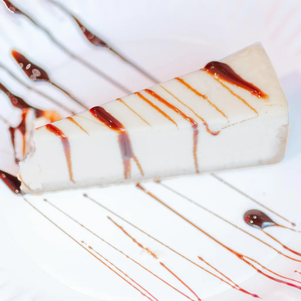 Rich and creamy New York style cheesecake served at Pizzeria Mungo in Richmond VA, topped with a drizzle of chocolate syrup — a classic sweet finish to your pizza night.