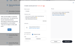 The Hootsuite integration easily saves time, allowing you to toggle between connected accounts and social media platforms.