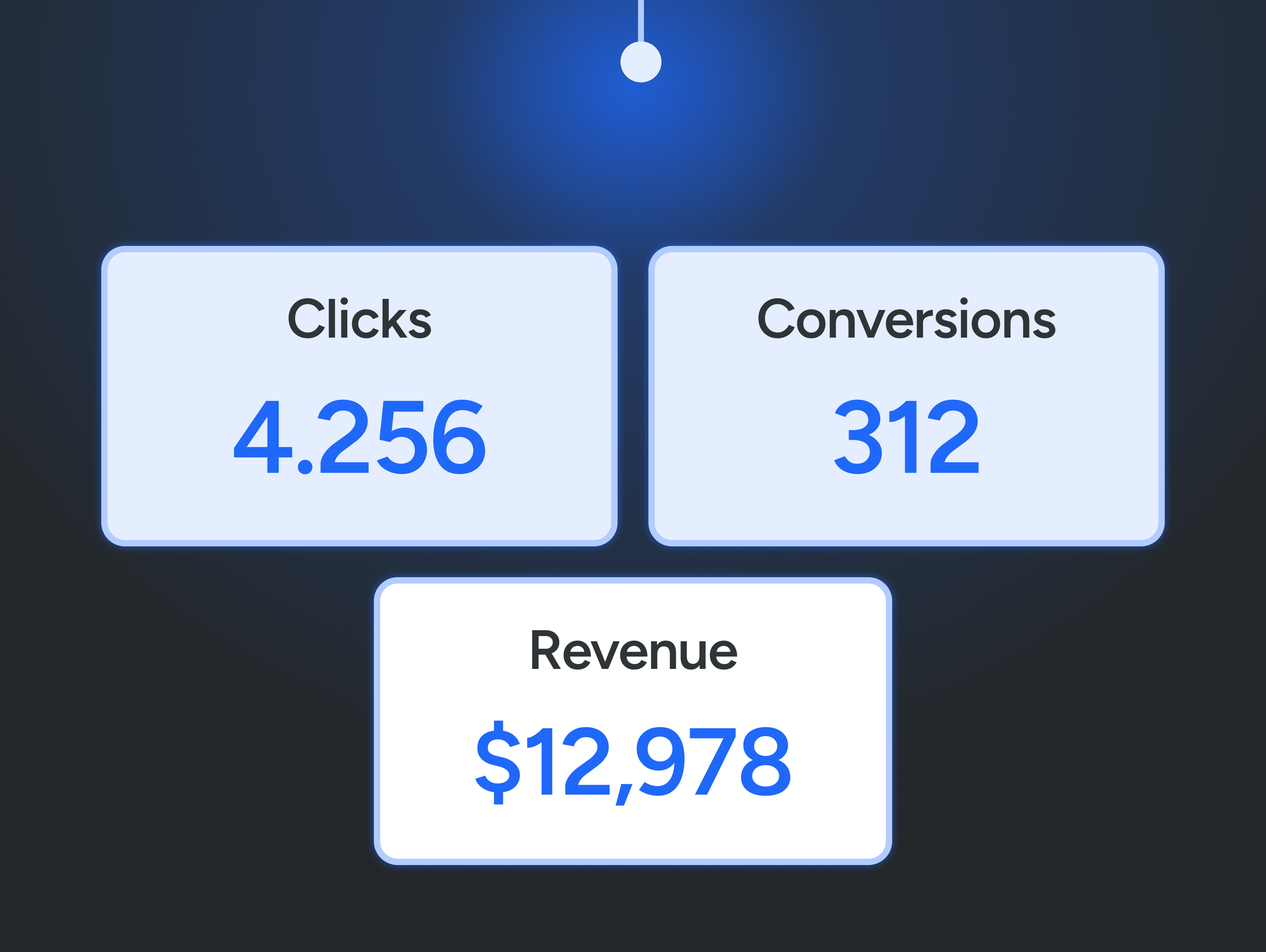 Branded Rebrandly short link with campaign performance stats for clicks, conversions, and revenue