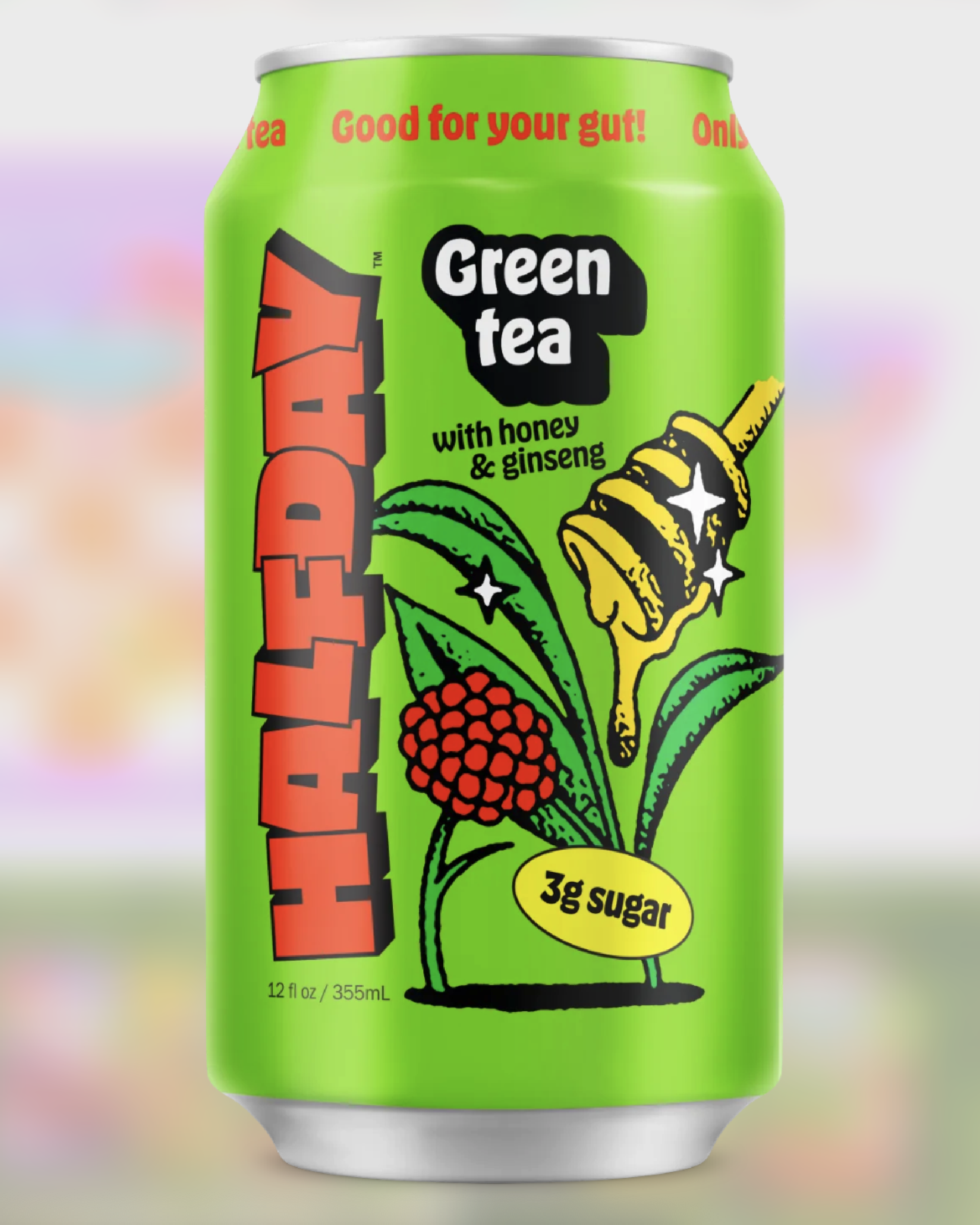 Photo of green tea-flavored Halfday can.