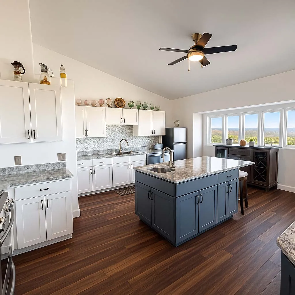 Fully equipped chef's kitchen with island and prep sink, two refrigerators, and everything you need for a quick bite or a gourmet meal... all while gazing on ocean views.