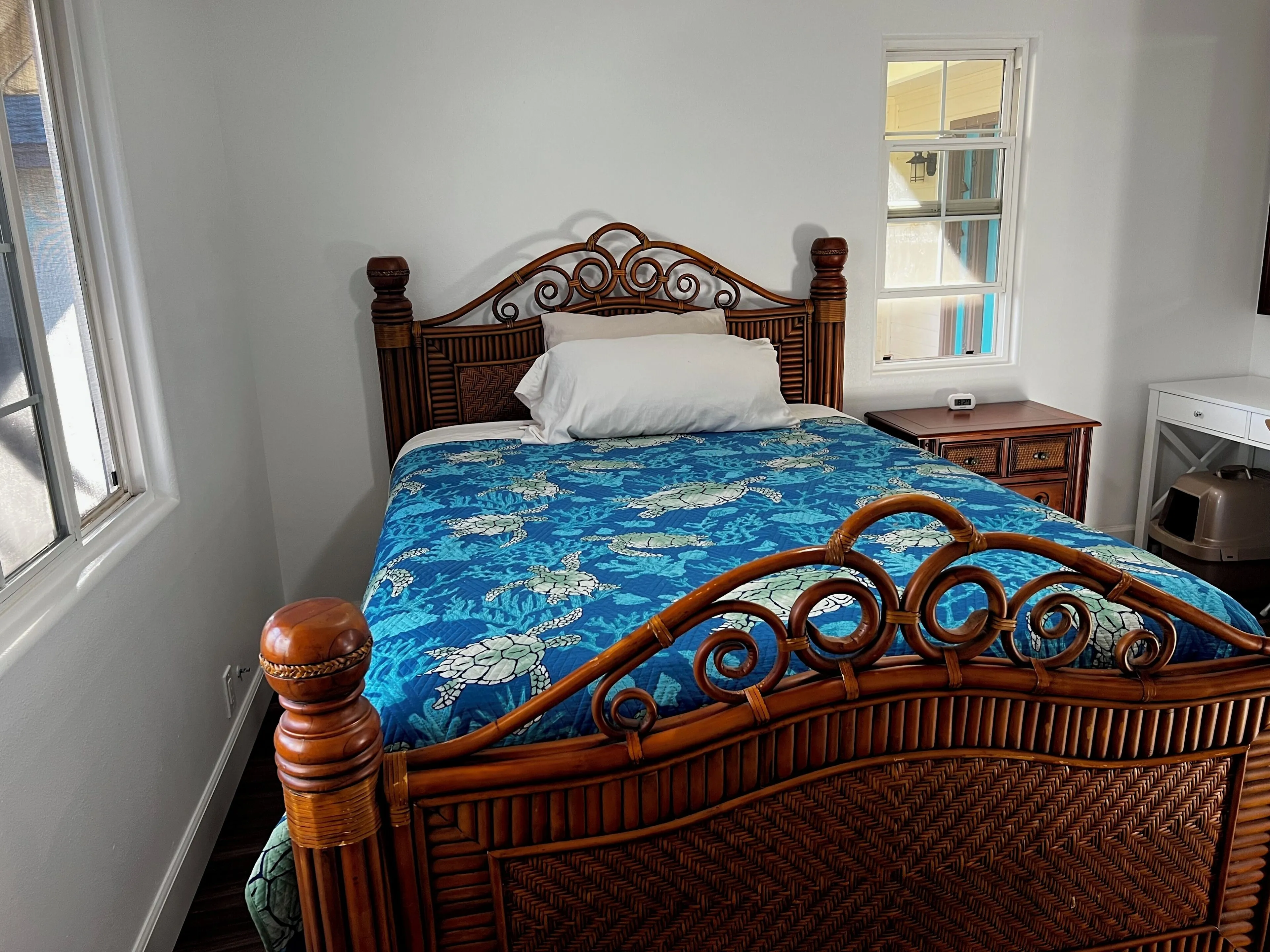 Guest bedroom with tropical rattan bed