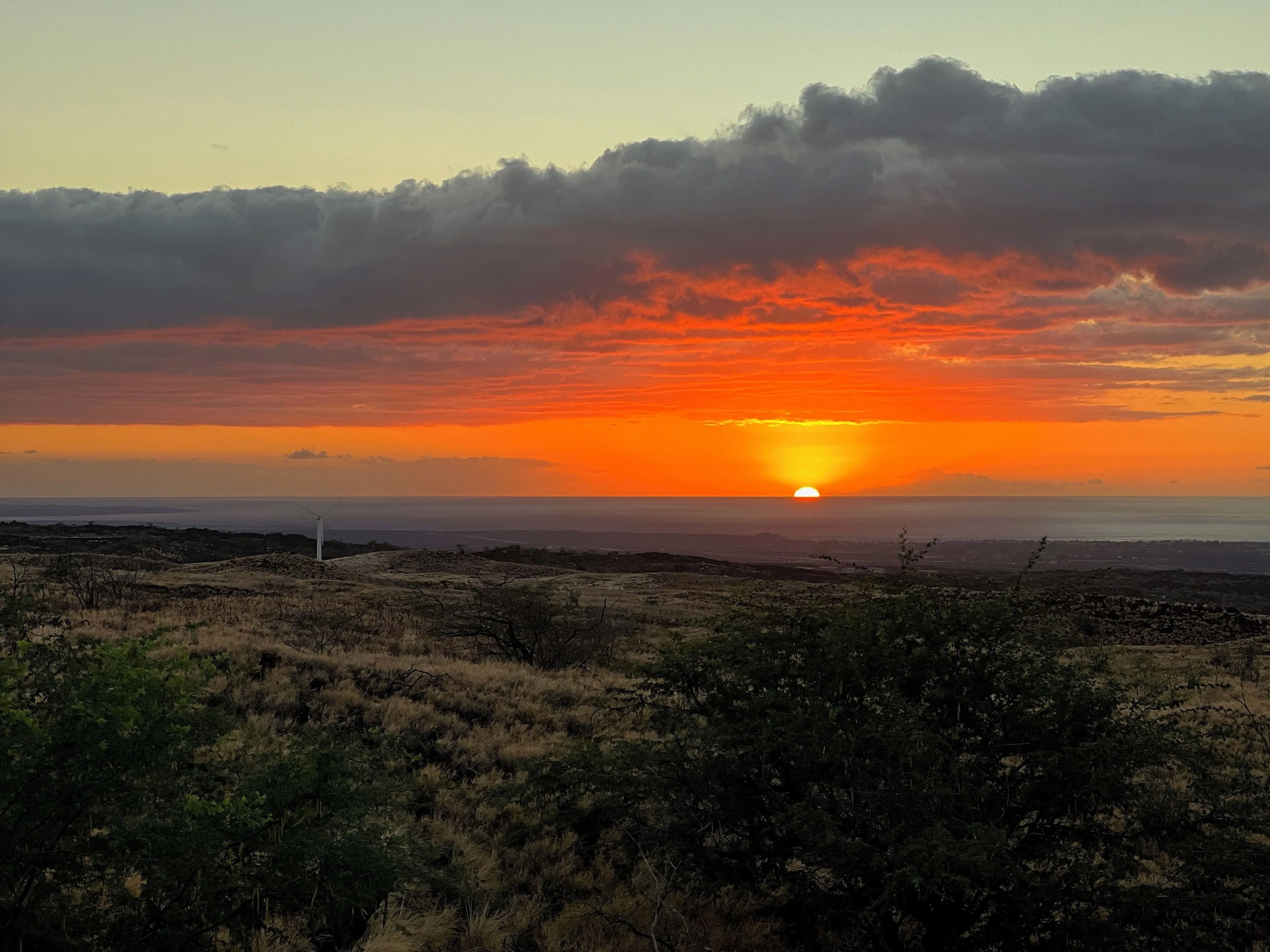 Ocean sunset from the lanai at Hale Akaʻula in Waikoloa Village
