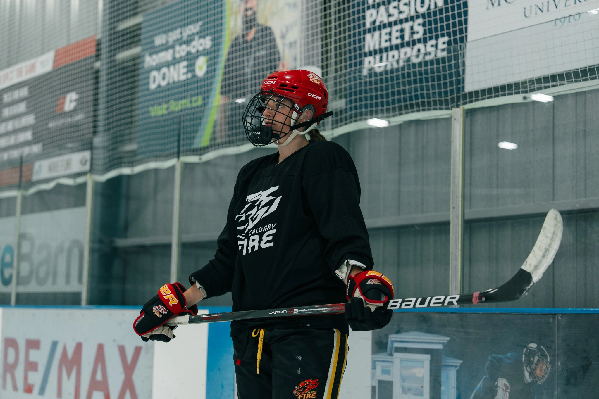 Image of a Snap Video Analytics player receiving on-ice coaching from Cole McBride