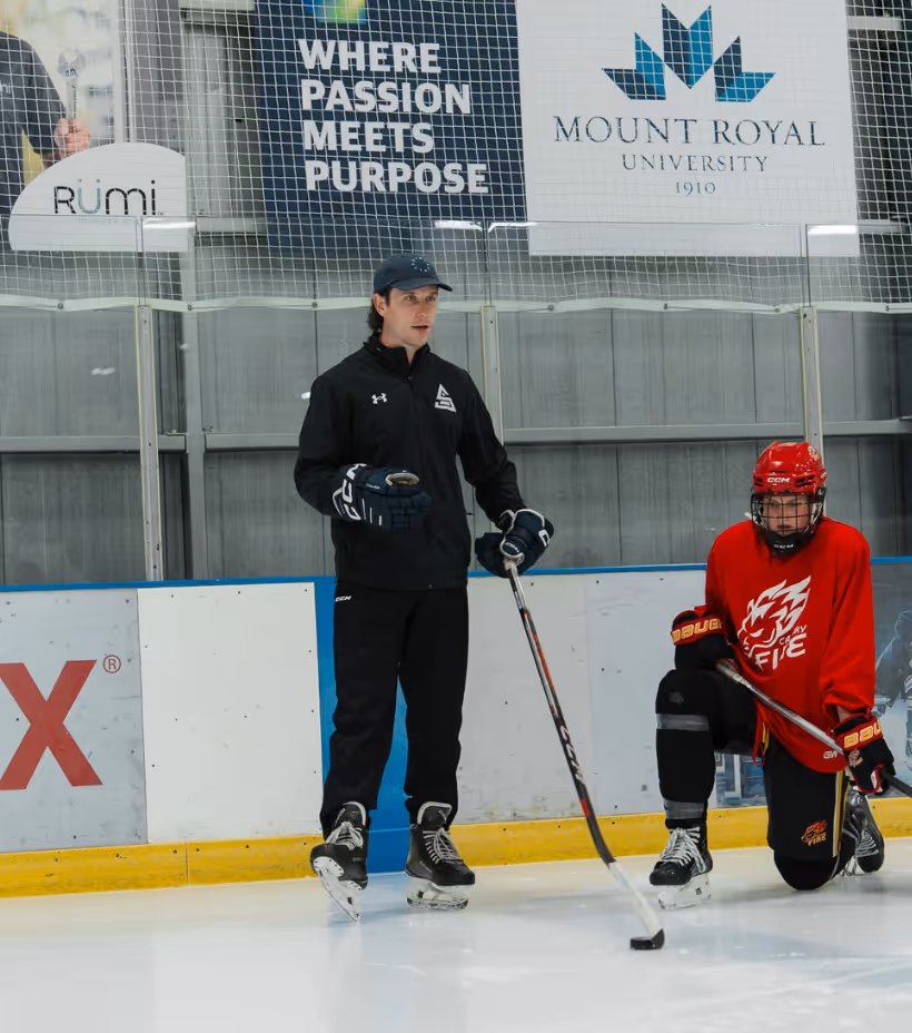 Snap Video Analytics coaching on-ice player sessions.