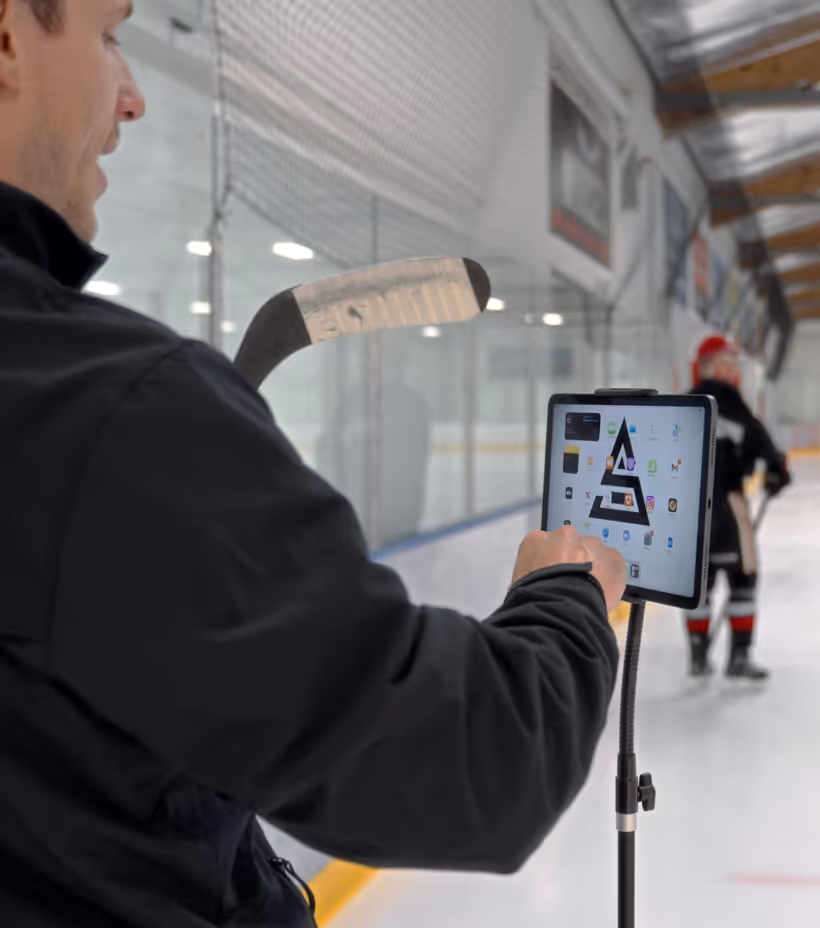 Snap Video Analytics coaching on-ice player sessions.