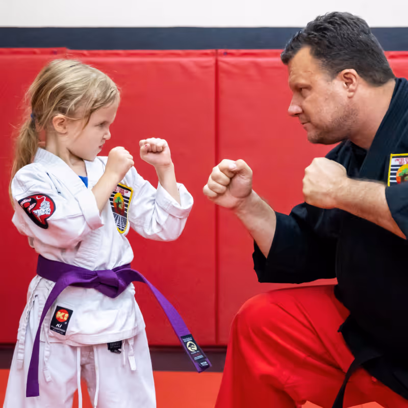 Sensei and Student having a funny moment before kids Class at Yorba Linda USSD