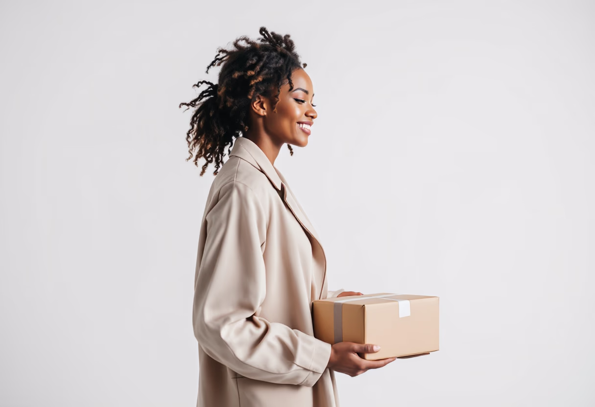 image of a courier handing a package