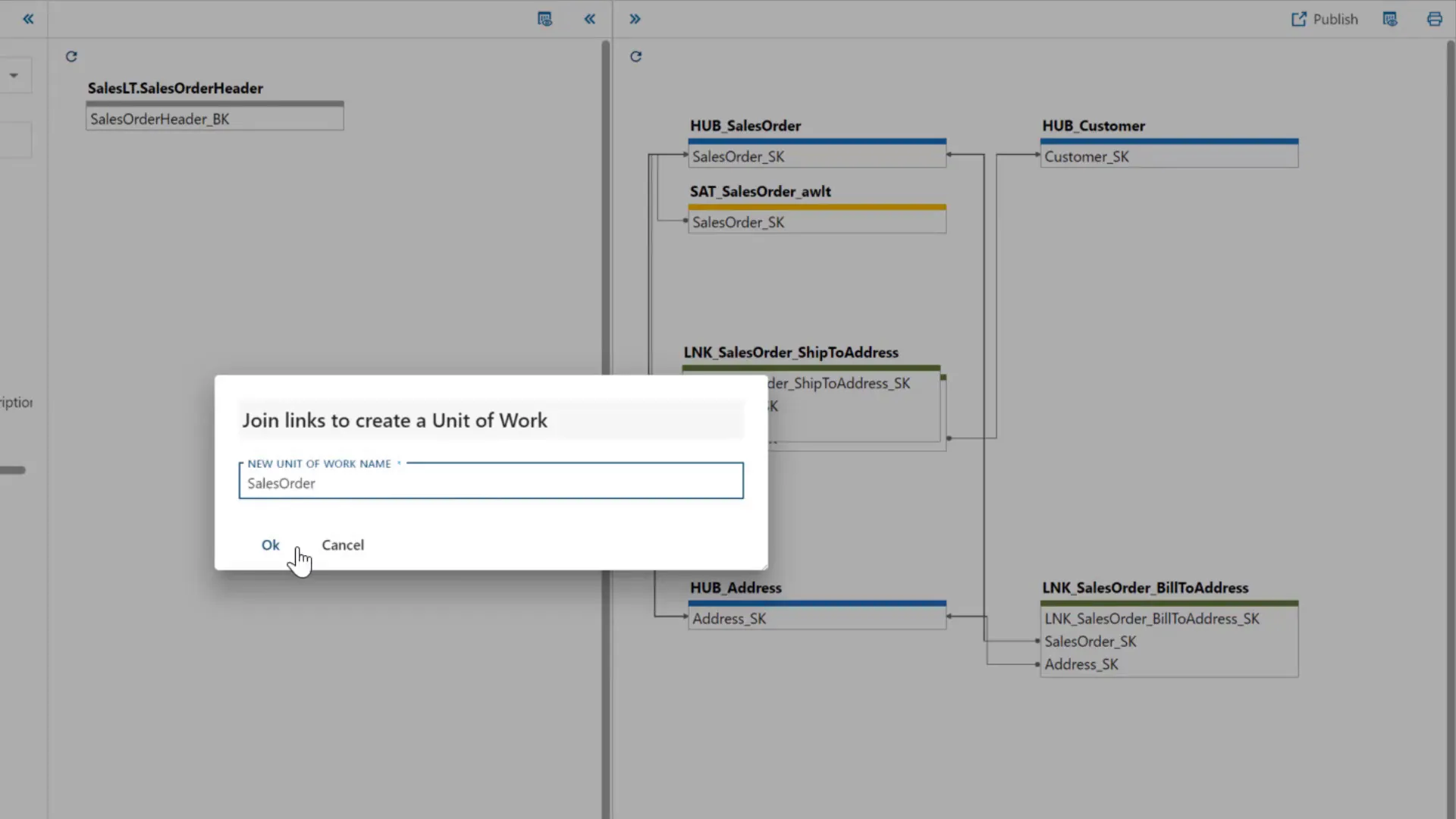 Forward engineering Data Vault hubs and links from source metadata