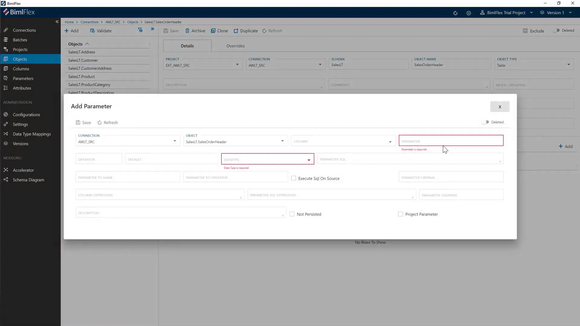 Adding parameters to source queries for incremental extraction